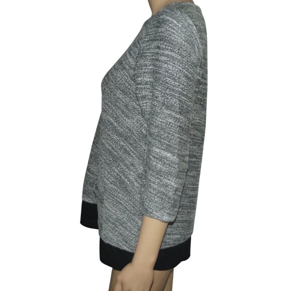 Talbots Sweater Womens Size SP Black White Woven Knit pockets shirttail tunic PS - Picture 9 of 14